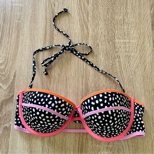 Victoria's Secret Black & White Polka Dot Bikini Top | Halter/Bandeau | Padded